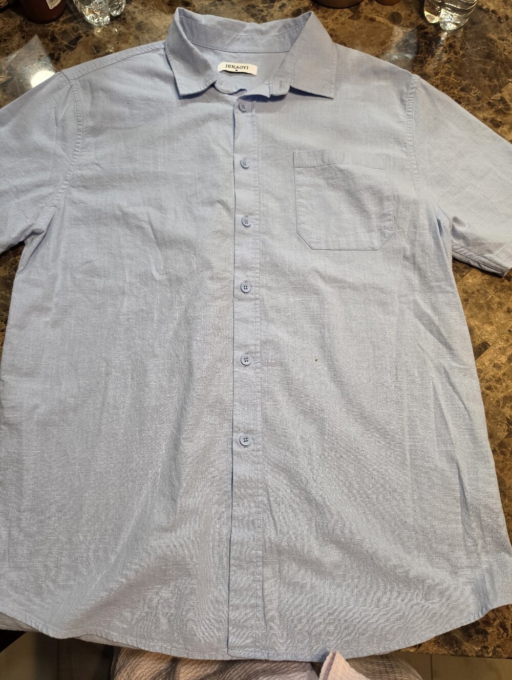 Men's Light Blue Linen Button-Up Shirt